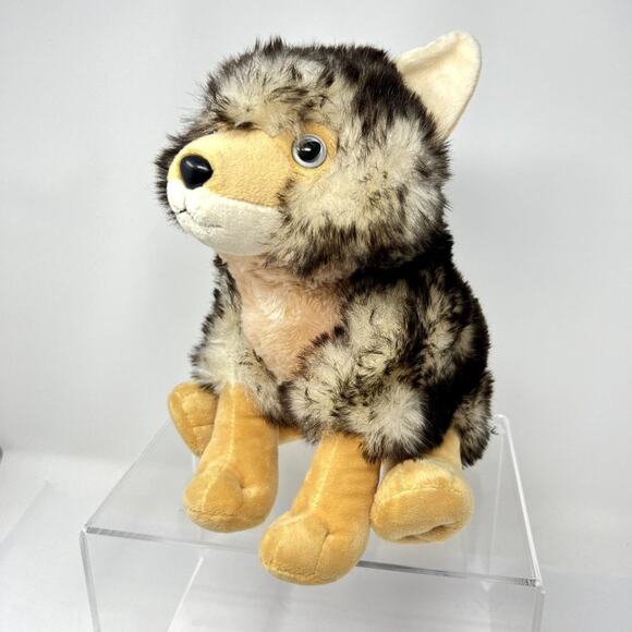 Petting Zoo Wolf Plush Stuffed Animal Gray Brown Realistic 11” Eco Friendly Soft - Picture 2 of 9